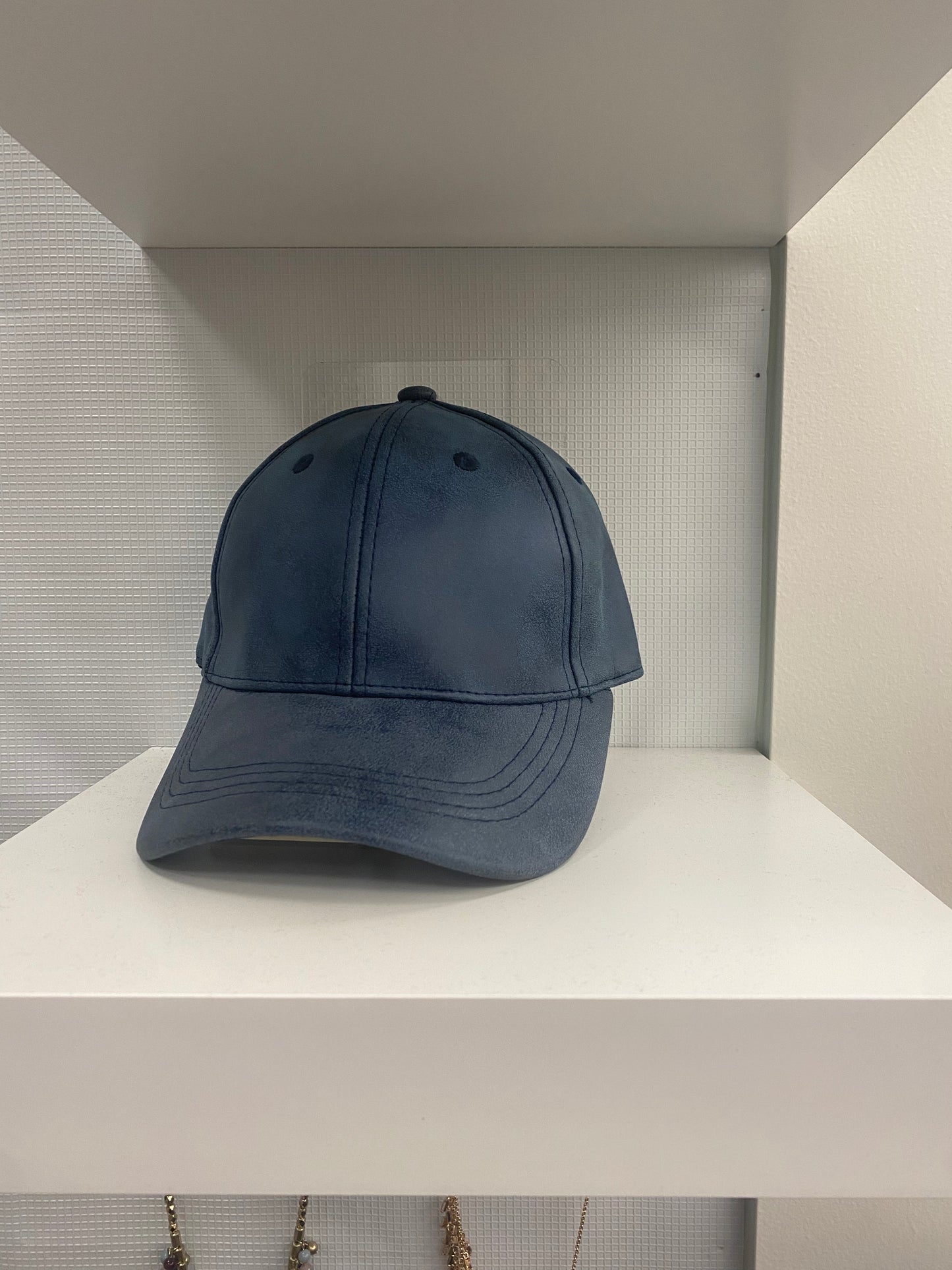 Blue Leatherette Cap